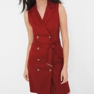 White House Black Market Women’s Red Belted Waist Trench Dress Size 6